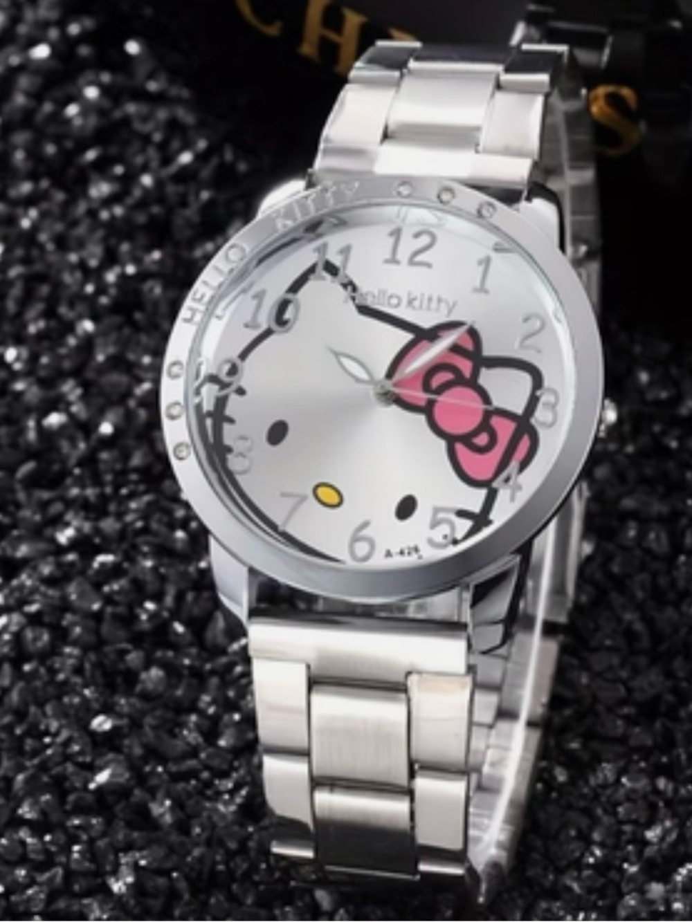 Hello Kitty Silver Watch with Pink Bow Accent